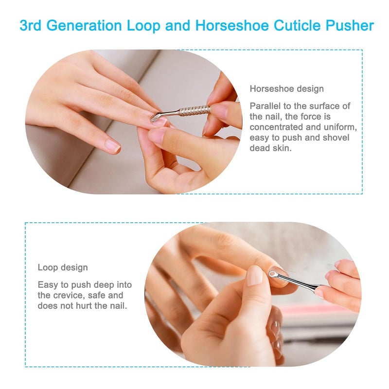 Pingispower Cuticle Pusher Tool, 2PCS Professional Nail Cuticle Remover Trimmer Cutter Fork Kit, Premium Stainless Steel Durable Manicure Kit for Women, Fingernails and Toenails - Image 3