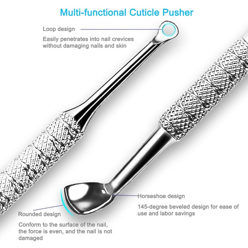 Pingispower Cuticle Pusher Tool, 2PCS Professional Nail Cuticle Remover Trimmer Cutter Fork Kit, Premium Stainless Steel Durable Manicure Kit for Women, Fingernails and Toenails - Image 2