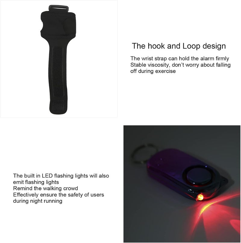 woobles Safe Alarm, 120dB Alarm Emergency Safety key Chain Siren, Self-Defense Security Safe Sound Alarm with Mini LED Flashlight, for Night Running- - Image 3