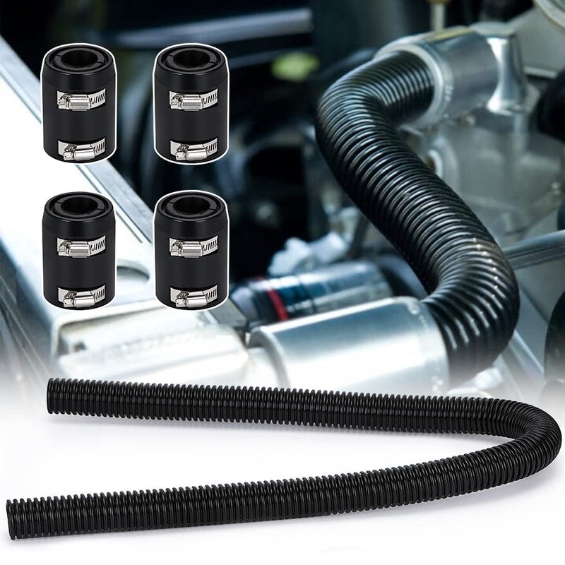 Hypertune Universal 48 Stainless Steel Radiator Flexible Coolant Water Hose Kit With 4pcs Clamp Black
