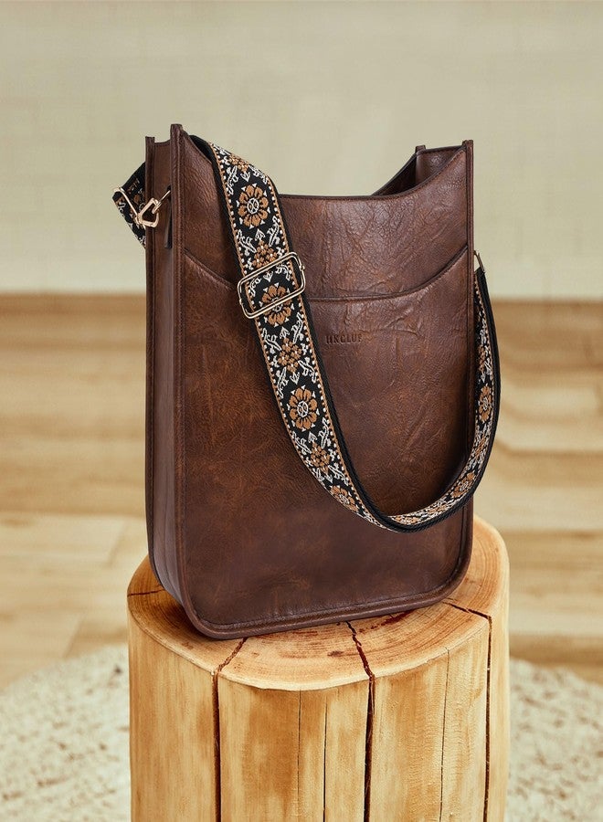 HKCLUF Crossbody Bag for Women Trendy,Vegan Leather Hobo Handbags Women Fashion Shoulder Bags Cross-body Purse with 2PCS Adjustable Strap(Brown Coffee) - Image 2