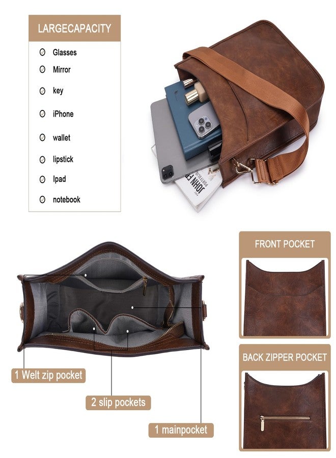 HKCLUF Crossbody Bag for Women Trendy,Vegan Leather Hobo Handbags Women Fashion Shoulder Bags Cross-body Purse with 2PCS Adjustable Strap(Brown Coffee) - Image 3