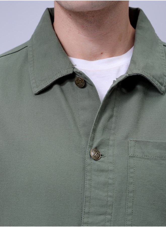 The Indian Garage Co Men Slim Fit Solid Trucker Jacket  - Image 5