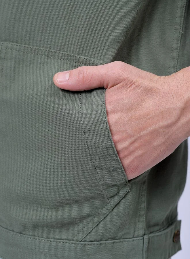 شركة المرآب الهندية Men Slim Fit Solid Trucker Jacket