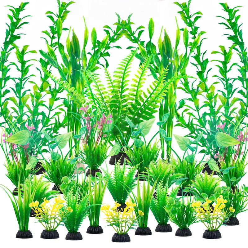 Ameliade Aquarium Plants Decorations 26 PCS Artificial Green Plastic Fish Tank Accessories Large Aquarium Decorations Goldfish Betta Fish Tank Decor - Image 1