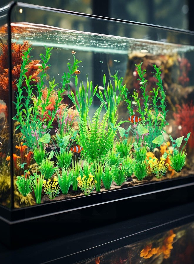 Ameliade Aquarium Plants Decorations 26 PCS Artificial Green Plastic Fish Tank Accessories Large Aquarium Decorations Goldfish Betta Fish Tank Decor - Image 3