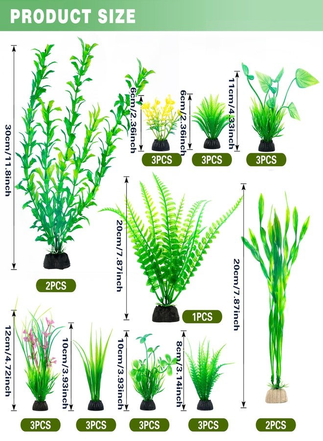 Ameliade Aquarium Plants Decorations 26 PCS Artificial Green Plastic Fish Tank Accessories Large Aquarium Decorations Goldfish Betta Fish Tank Decor - Image 2