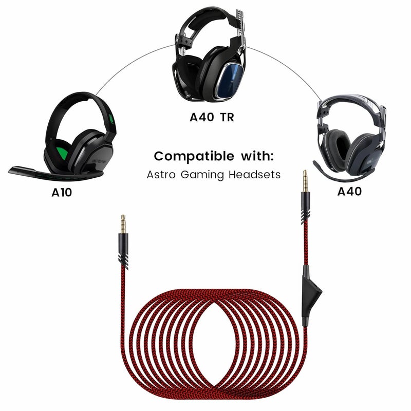 weishan A10 Headphone Cable Replacement for Astro A40 A40 TR 3.5mm Braided Detachable AUX Cable with In-line Volume Controller, 6ft - Image 2