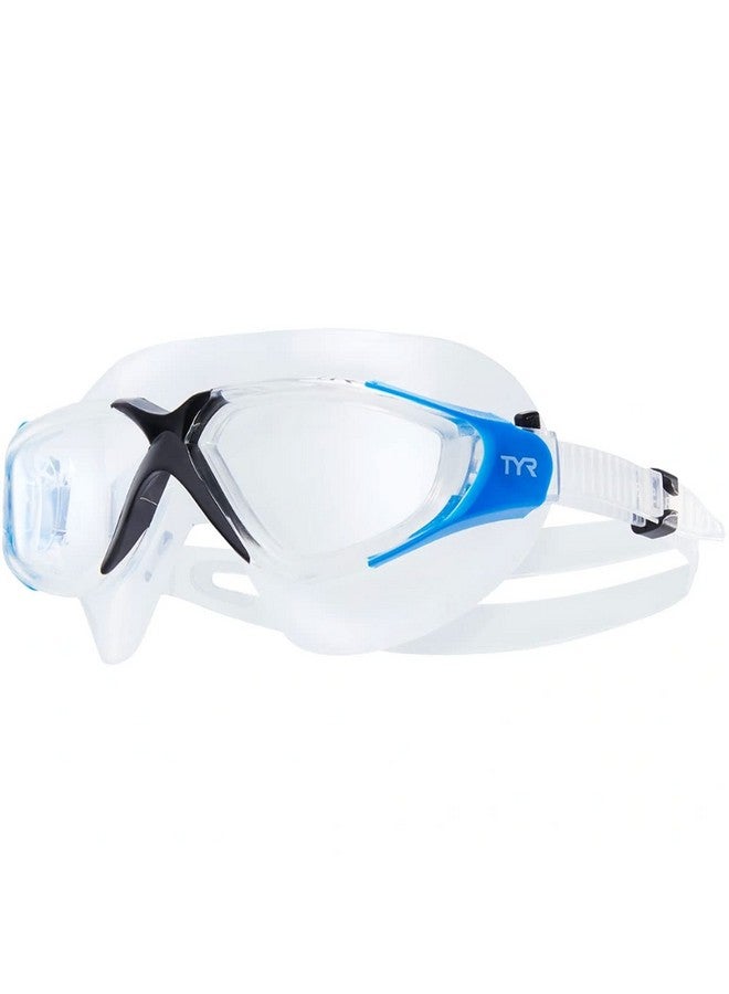 TYR Rogue Swim Mask Adult Fit Clear/Black/Blue - Image 2