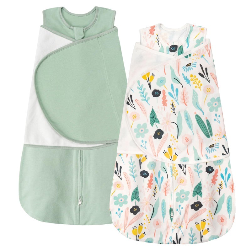 ZIGJOY Sleep Sack Swaddle 1.0 Tog Baby Wearable Blanket 100% Cotton Baby Swaddle Blanket for Newborns 6-12 Months Green&Tropical Rainforest - Image 1