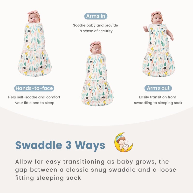 ZIGJOY Sleep Sack Swaddle 1.0 Tog Baby Wearable Blanket 100% Cotton Baby Swaddle Blanket for Newborns 6-12 Months Green&Tropical Rainforest - Image 4