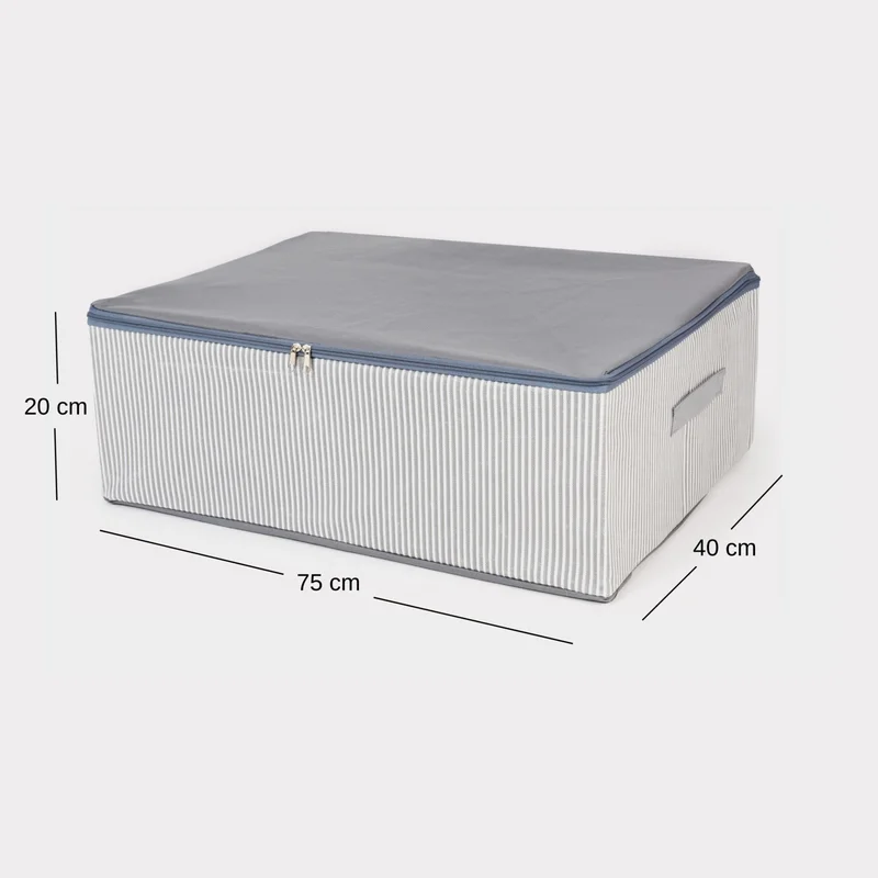 Nacarev 4 Pieces Mega Size Line Pattern Printed Gray Bed Base Organizer Storage Bag Set 75x40x20 cm