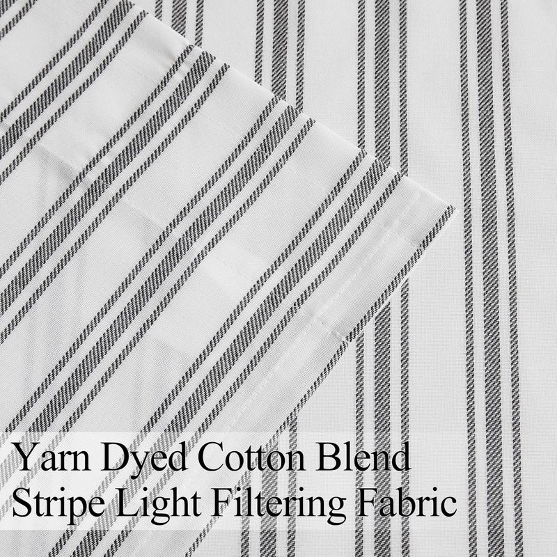 ZJDECOR Stripe Kitchen Window Valances,Black Stripes on White Cotton Blended Light Filtering Fabric,Farmhouse Window Treatment,Rod Pocket Top,55" Wx15 L(Pack of 1) - Image 3