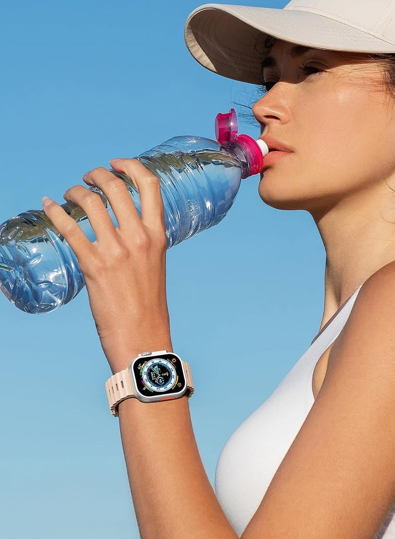 Color Fans ساعة آبل أوشن باند 41 مم 40 مم 38 مم للرجال والنساء، حزام رياضي بديل من السيليكون الناعم لساعة آبل الترا آي ووتش السلسلة 8 7 SE 6 5 4 3 2 1 شاي الحليب - Image 2