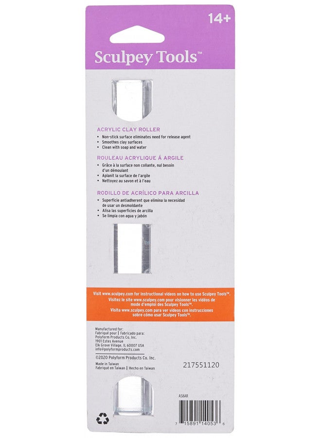 Polyform Sculpey Tools 8" Acrylic Roller, essential clay tool, use with multiple types of clay - polymer oven-bake clay, air dry and non dry, great for all skill levels and craft projects  - Image 2
