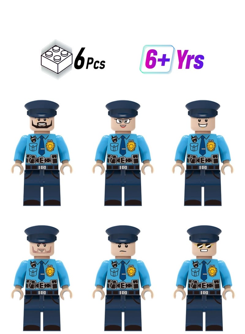سكمي مجموعة من 6 قطع من مكعبات البناء من سلسلة الشرطة، ألعاب مصغرة مناسبة للأولاد، حقيبة هدايا - Image 1