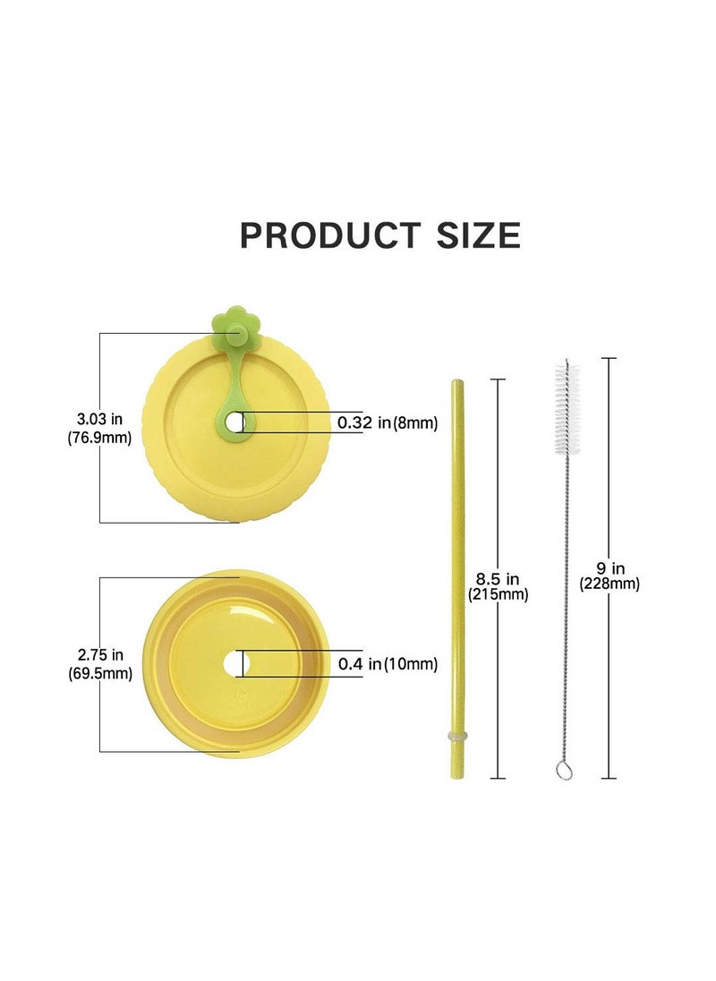 Generic Mason Jar Lids with Straw Hole, BPA-Free Plastic Straws, Silicone Stoppers, Rings, and Cleaning Brush - 26 Pack for Drinking and Food Storage Solutions.  - Image 2