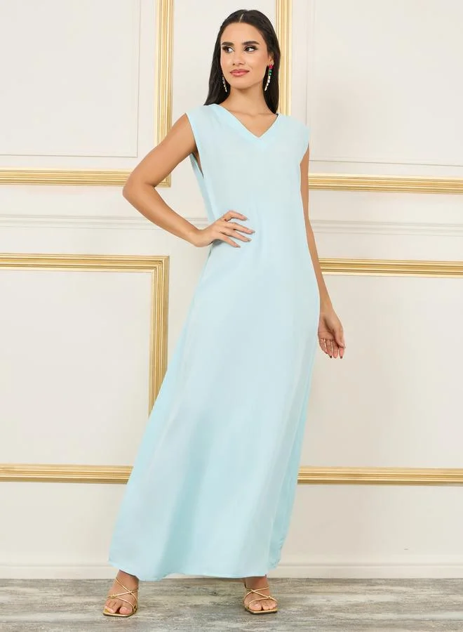 Maxim Creation Maxim Creation Rhinestone Detail Digital Print Belted Jalabiya