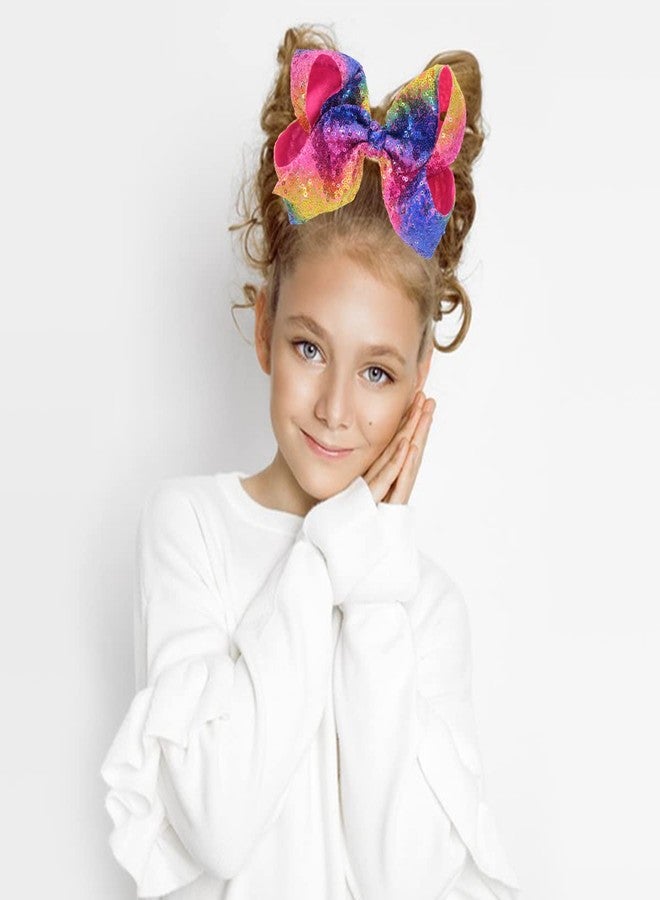 Doneace Large Bow Hair Clips Rainbow Hair Barrettes Sequins Claw Clips Hair Accessories for Women Glitter Hairpin Hair Alligator Clips Colorful Hair Jaw Clamp Headwear Hair Decorations for Women Girls 1PCS - Image 3