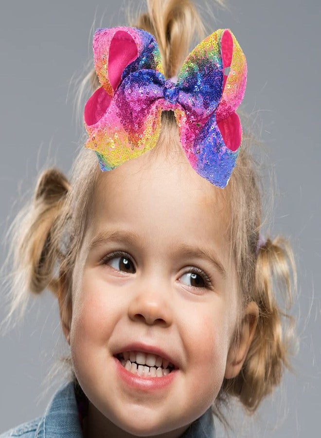 Doneace Large Bow Hair Clips Rainbow Hair Barrettes Sequins Claw Clips Hair Accessories for Women Glitter Hairpin Hair Alligator Clips Colorful Hair Jaw Clamp Headwear Hair Decorations for Women Girls 1PCS - Image 5