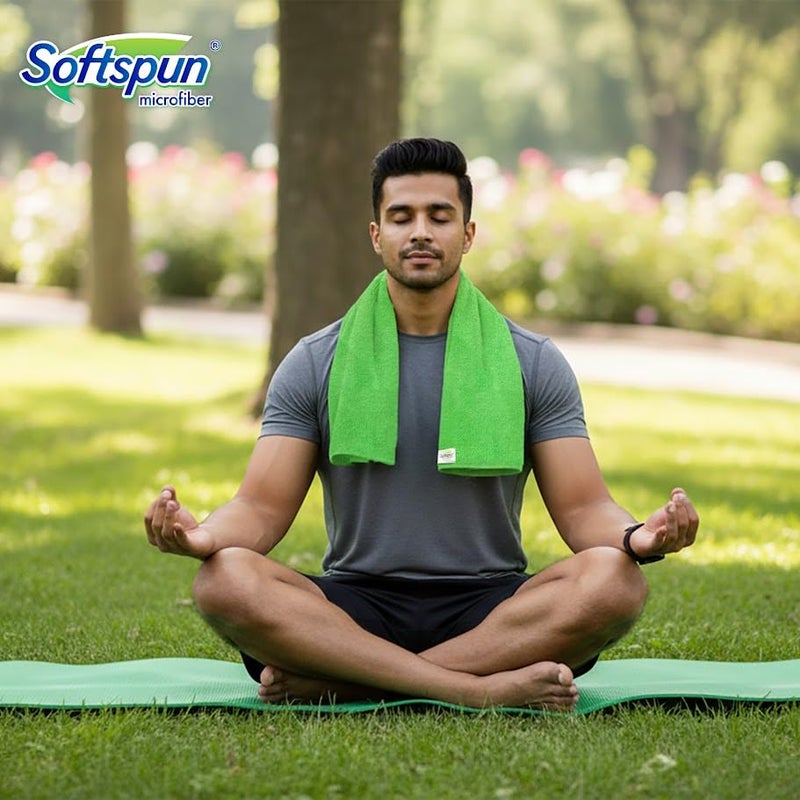 SOFTSPUN Microfiber Gym & Sports Towels for Men & Women 1pcs Green 340 GSM 40X60cms Fast Drying Super Absorbent Lightweight & UltraCompact Sweat Towels for Working Out Camping Hiking Travel. - Image 4