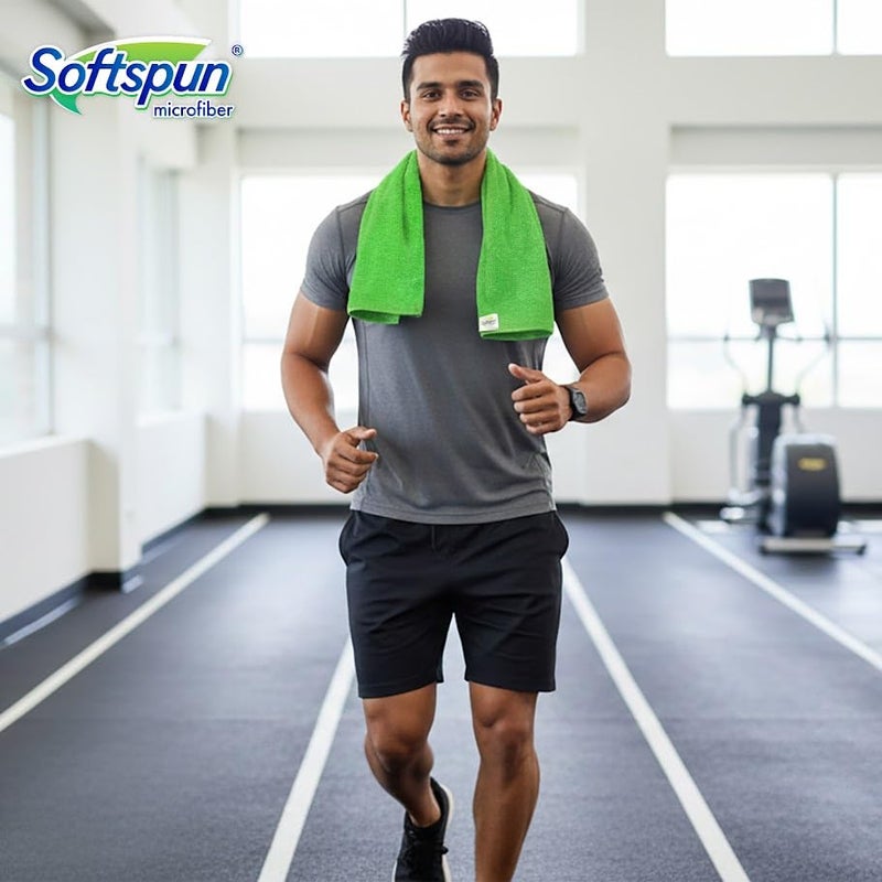 SOFTSPUN Microfiber Gym & Sports Towels for Men & Women 1pcs Green 340 GSM 40X60cms Fast Drying Super Absorbent Lightweight & UltraCompact Sweat Towels for Working Out Camping Hiking Travel. - Image 2