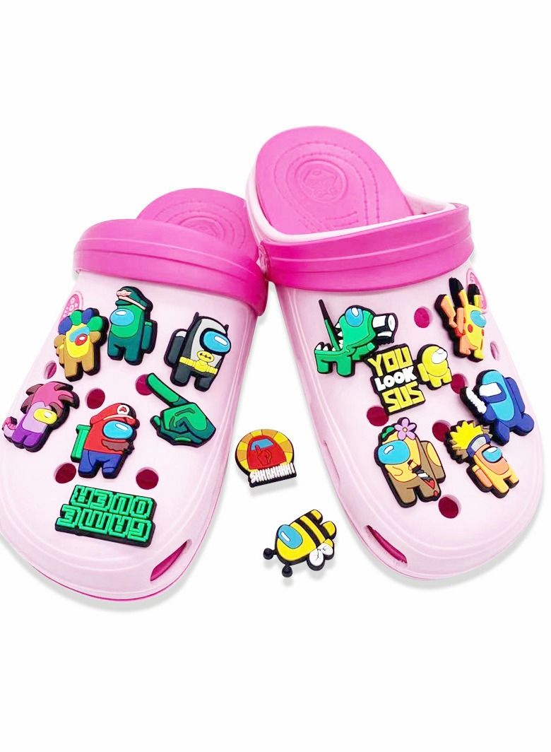 SYOSI Shoe Decoration Charms, 15 PCS Mixed PVC Shoe Charms for Crocs Charm, PVC Shoe Charms for Croc, Different Shapes, Hole Hole Shoes Buckle, Party Gift for dult Men Women Kids and Teens Girls - Image 2