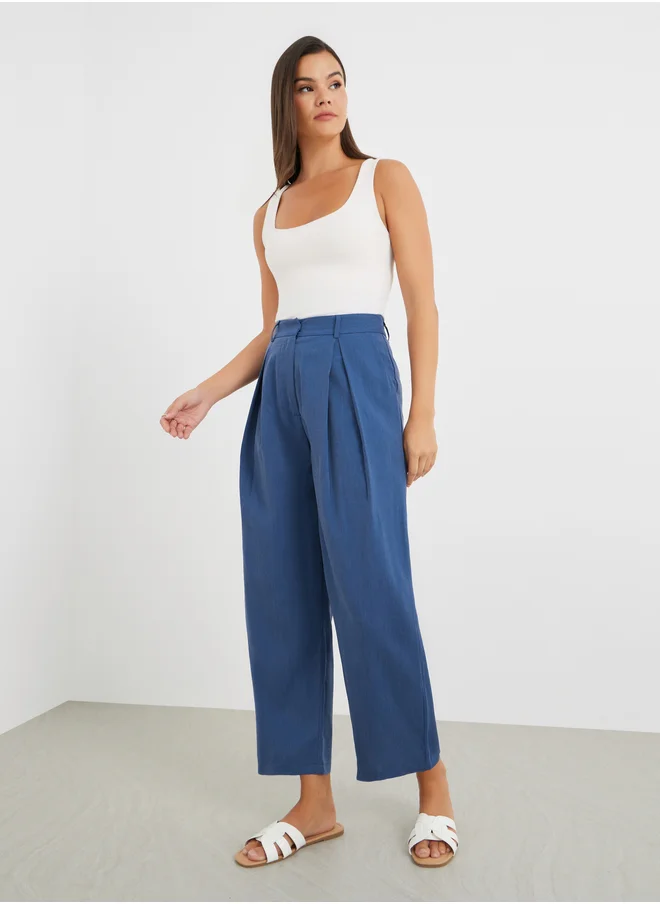 Styli Styli Inverted Pleated Wide Leg Pants