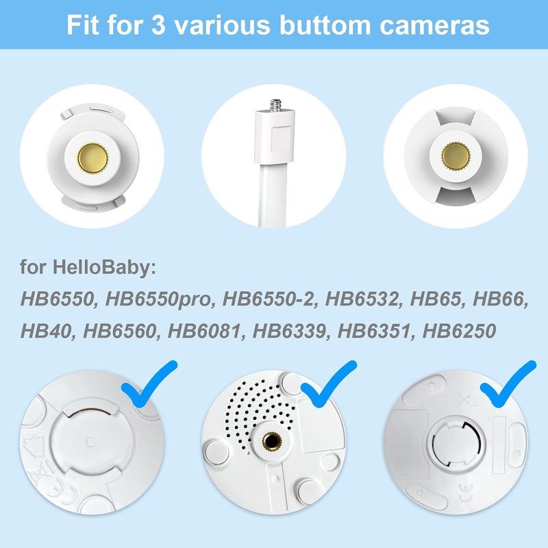 HelloBaby Baby Monitor Mount for HB6550 Pro HB6560 HB65 HB6339 HB40 HB6081 HB66 HB6351 20 Inch Flexible Arm Bracket Sturdy Camera Holder Attaches to Crib Cot Shelves No Tools or Wall Damage - Image 5