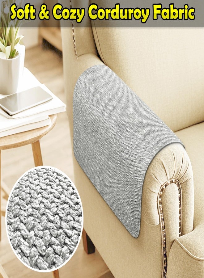 LovoGemy Couch Arm Covers, Waterproof Armrest Cover for Sofa, Armchair, Loveseat, Non-Slip Recliner Arm Covers, Sofa Headrest Covers, Arm Chair Covers Set of 2 (Light Gray, 24"×20") - Image 4