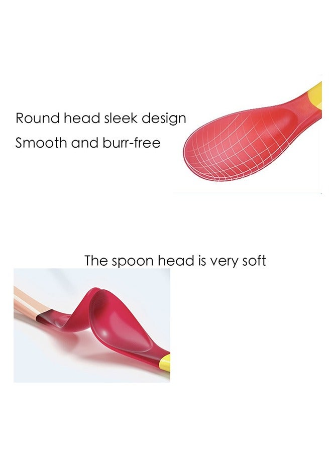 Sharpdo Suction Feeding Bowl with Temperature Sensing Spoon for Baby Silicone Non-Toxic Odourless and Harmless Material  BPA Free Dessert Food Feeding Tableware Set for Kids Red - Image 4