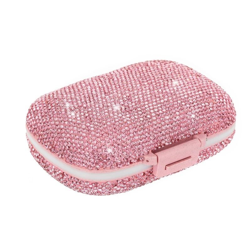 Pill Organizer 4.33x3.38x1.65 Inches BPA-Free Food-Grade PP - Moisture-Proof 8 Compartments Bling Pill Container for Travel, Purse, Fitness, Home Use - Image 1
