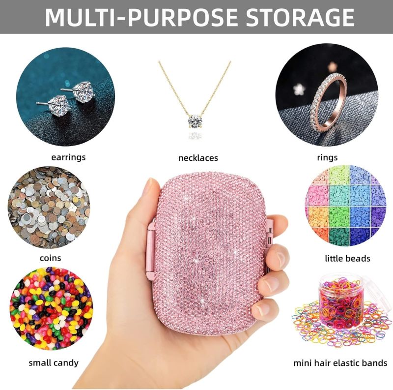 Pill Organizer 4.33x3.38x1.65 Inches BPA-Free Food-Grade PP - Moisture-Proof 8 Compartments Bling Pill Container for Travel, Purse, Fitness, Home Use - Image 3