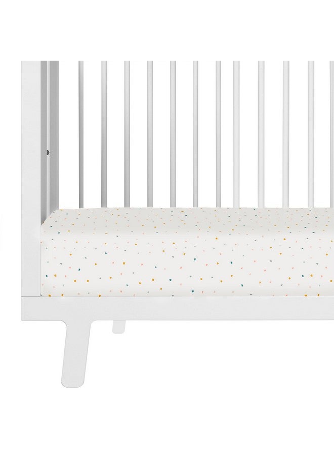 Makemake Organics Organic Crib Sheet GOTS Certified Organic Cotton Crib Sheet Fitted & Pillowcase Buttery Soft Breathable Natural Dyes Baby Toddler Bed Sheet Set (Dotty) - Image 1