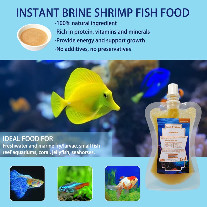 JADINGSFARM Instand Fish Food, 50ml Ready to Use Aquarium Fish Food, Non-Living Daphnia, Food for Betta Saltwater Marine Freshwater Fish (Daphnia) - Image 3
