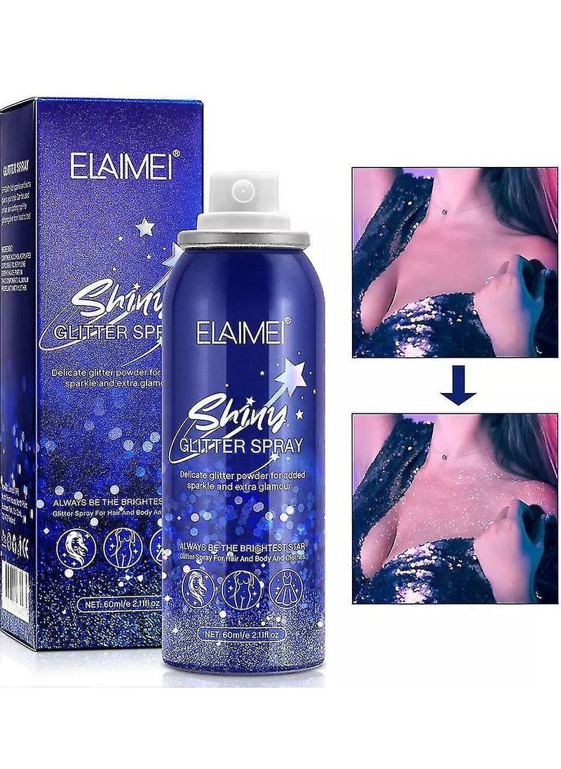 Elaimei Shiny Glitter Spray, Body and Hair Glitter Spray, Quick-Drying Waterproof Body Shimmery Spray  - Image 1
