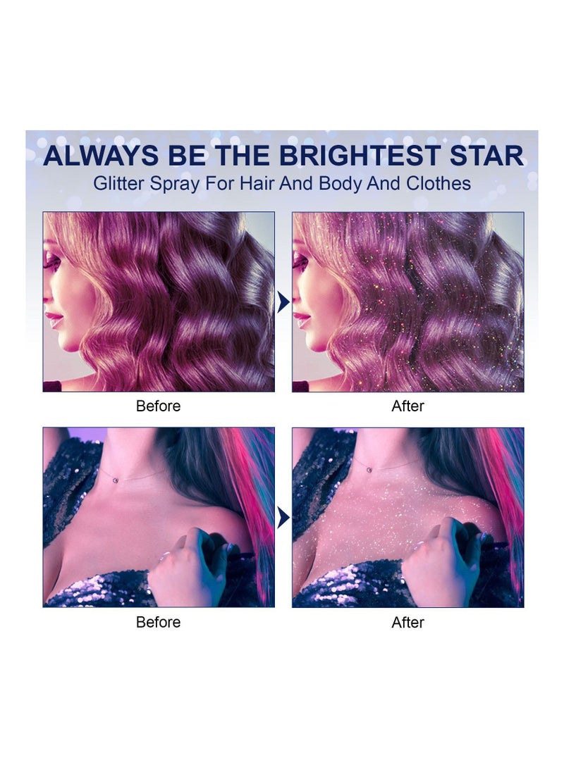 Elaimei Shiny Glitter Spray, Body and Hair Glitter Spray, Quick-Drying Waterproof Body Shimmery Spray  - Image 4