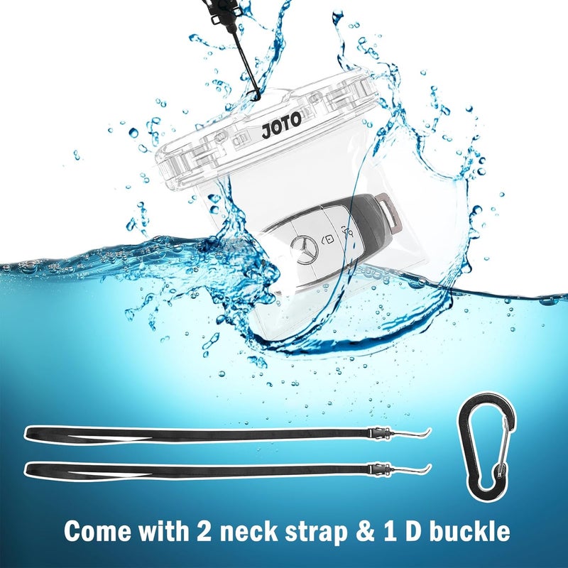 JOTO 2 Pack Waterproof Key FOB Holder Pouch with Keychain, Small Waterproof Pouch Dry Bag Car Key Case for Swimming Money Credit ID Card Cash, Waterproof Wallet for Jeep Honda Toyota Nissan -Crystal - Image 3
