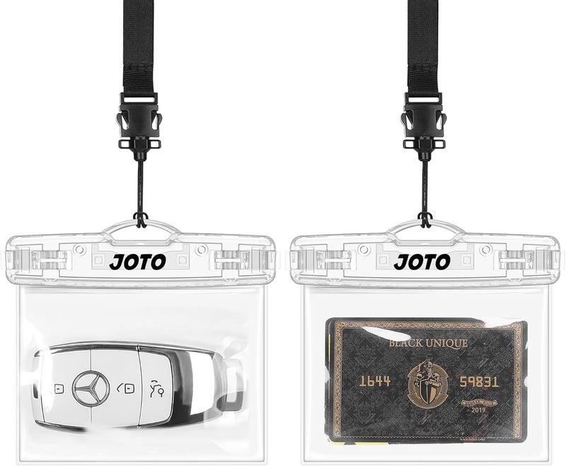 JOTO 2 Pack Waterproof Key FOB Holder Pouch with Keychain, Small Waterproof Pouch Dry Bag Car Key Case for Swimming Money Credit ID Card Cash, Waterproof Wallet for Jeep Honda Toyota Nissan -Crystal - Image 1