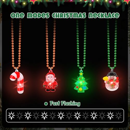 Traplace 24 PCS Light Up Christmas Necklace Xmas Party Supplies 4 Designs Christmas Necklace Ugly Sweater Party Favors Christmas Lights Chain for Church Community Xmas Decorations - Image 5