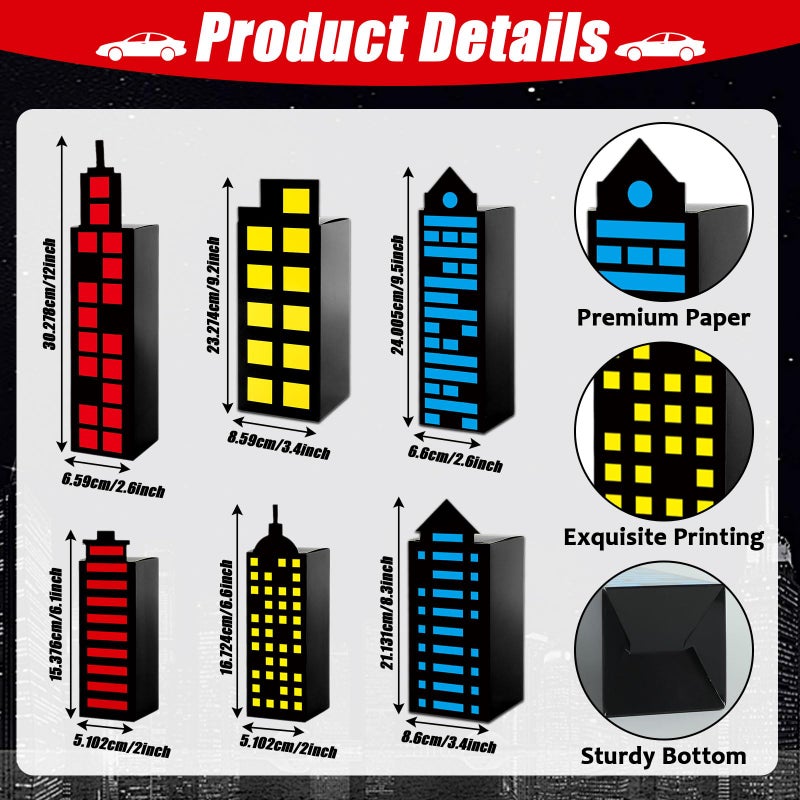 CHUNNIN 12Pcs Skyscraper City Party Favor Boxes for Super Themed Hero Party Decorations City Skyline Buildings Treat Boxes Super Themed Hero Party Candy Goodies Boxes for Boys Girls Birthday Party Supplies - Image 2