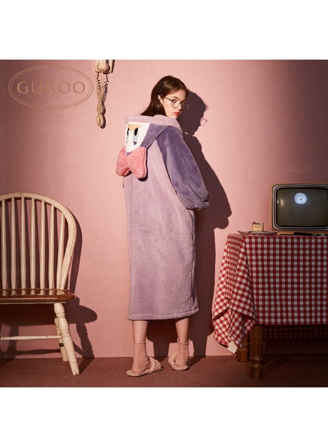 Gukoo Disney Bathrobe For Women, Long Winter Pajamas, Autumn And Winter Coral Fleece Sleepwear, Daisy Bathrobe, M Size - Image 4