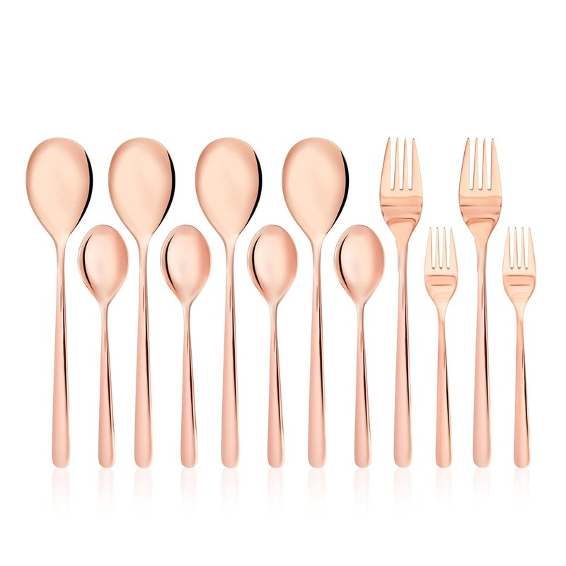 Krupasadhya Rose Gold Stainless Steel Flatware Cutlery SetsIncluding Fork Spoons Tableware for HomeHotel Frok4 Spoon8 Set - Image 1