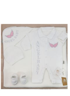 A set of four winter plush baby pieces with a fur-lined coverlet (white girls)