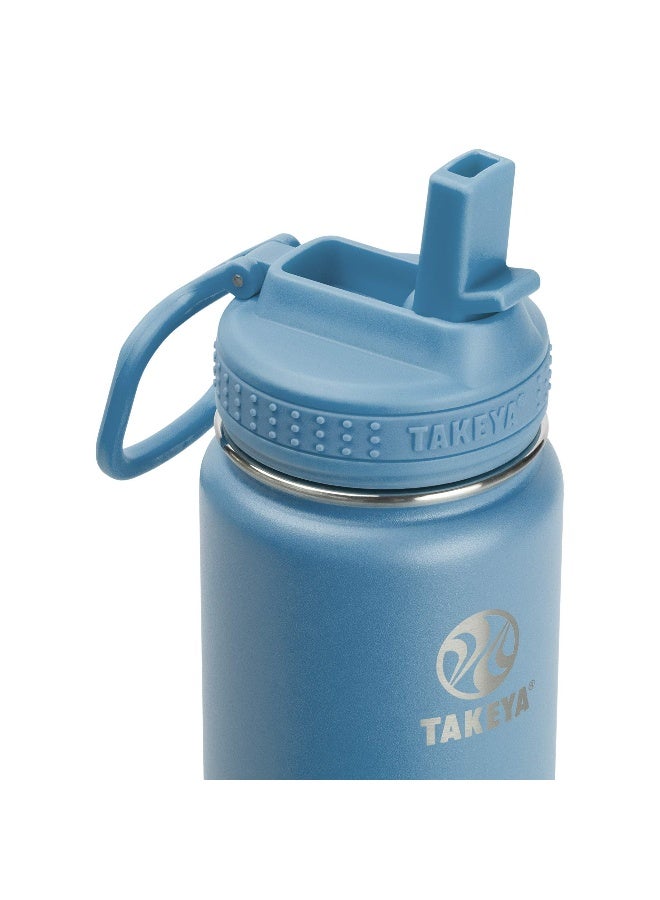 Takeya Actives Water Bottle with Straw Lid - Durable & Easy-Care Water Bottle with Stainless Steel Insulation - BPA-Free Lid with Carry Handle & Straw - Dishwasher-Safe - 24 oz, Bluestone - Image 2