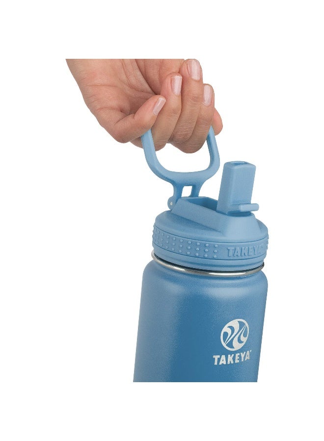 Takeya Actives Water Bottle with Straw Lid - Durable & Easy-Care Water Bottle with Stainless Steel Insulation - BPA-Free Lid with Carry Handle & Straw - Dishwasher-Safe - 24 oz, Bluestone - Image 3