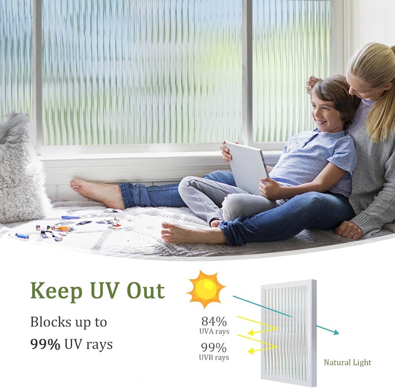 CREON Fluted Window Privacy Glass Film Reeded Window Film,Office Home Privacy 3D Fluted Frosted Sticker (40X121/Cm, Fluted Frosted Film)-Self-Adhesive - Image 5