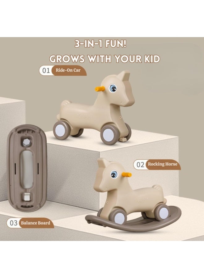 Golden Kids 2 in 1 Rocking Horse & Sliding Car for Indoor & Outdoor Use w/Detachable Base, Wheels, Smooth Materials - Image 3