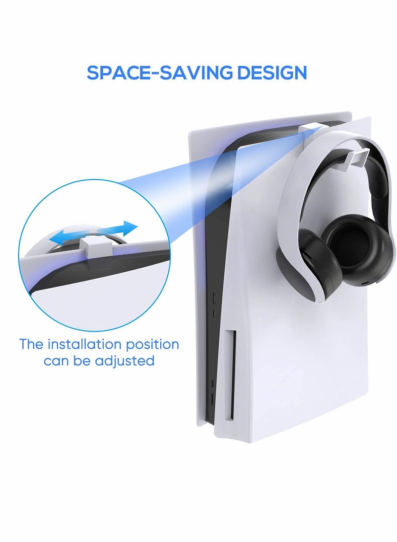 Excefore PS5 Headphone Holder, [Minimalist Design] Mini Headphone Hanger with Aluminum Supporting Bar, for Sony Playstation 5 Gaming Headset, White - Image 3