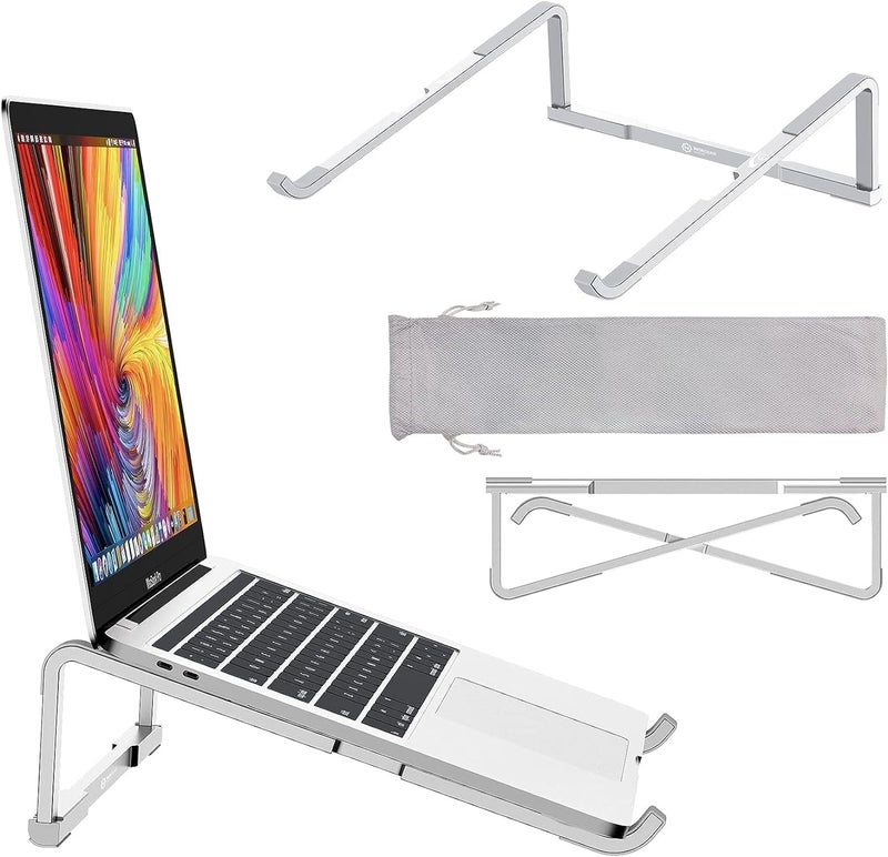 KASTWAVE Multi-use well-engineered build Laptop Stand for Desk Adjustable Foldable Lightweight Aluminum Laptop Holder Riser, Flat Folding for Storage/Travel Practical build - Image 4